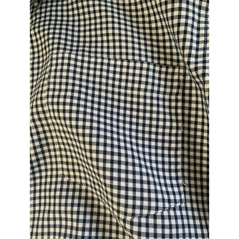 Banana Republic Shirt Men's Large L Untucked Fit White Blue Checked‎
